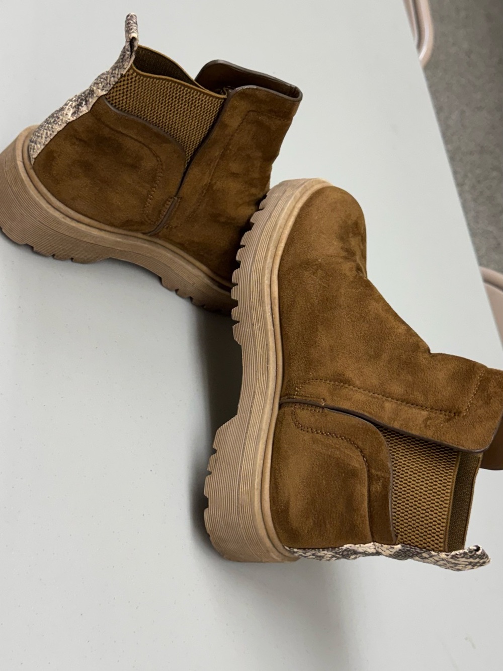 Worthington Warm Winter Tan Suede Chelsea Platform Booties